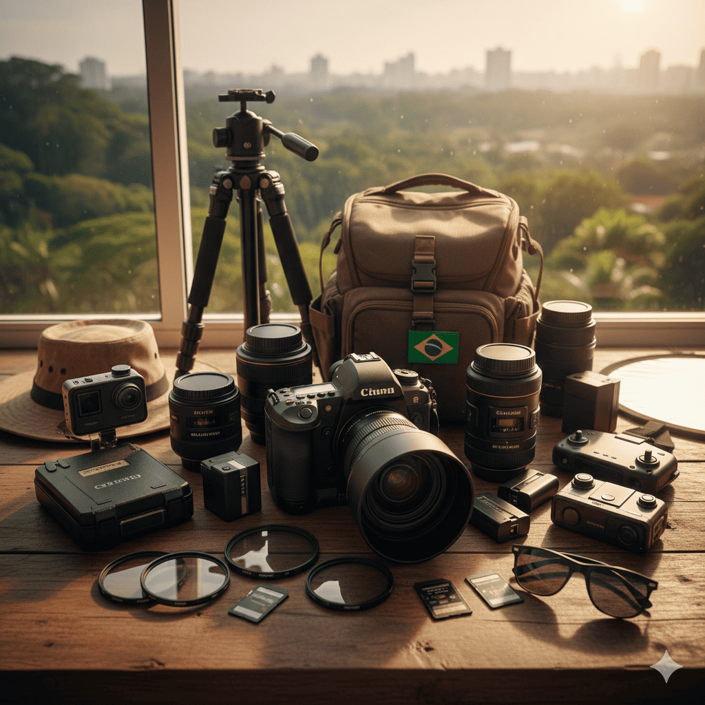 Equipamento fotográfico essencial para condições brasileiras