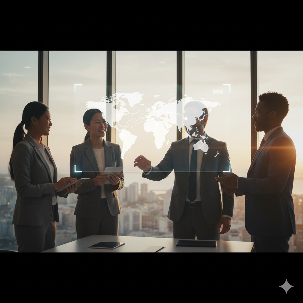 Profissional navegando relacionamentos de negócios internacionais