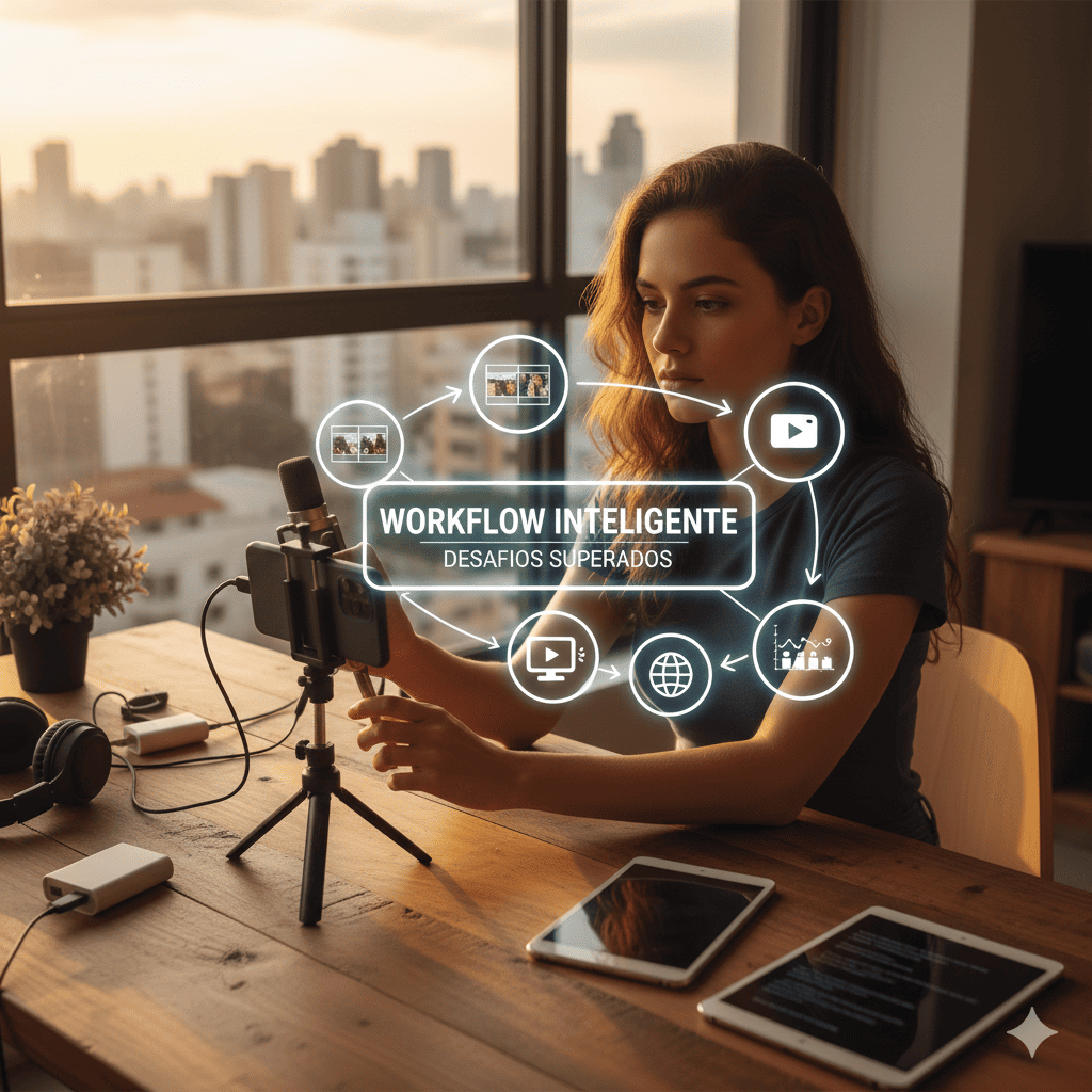 Fluxo de trabalho eficiente de criação de conteúdo móvel para criadores brasileiros