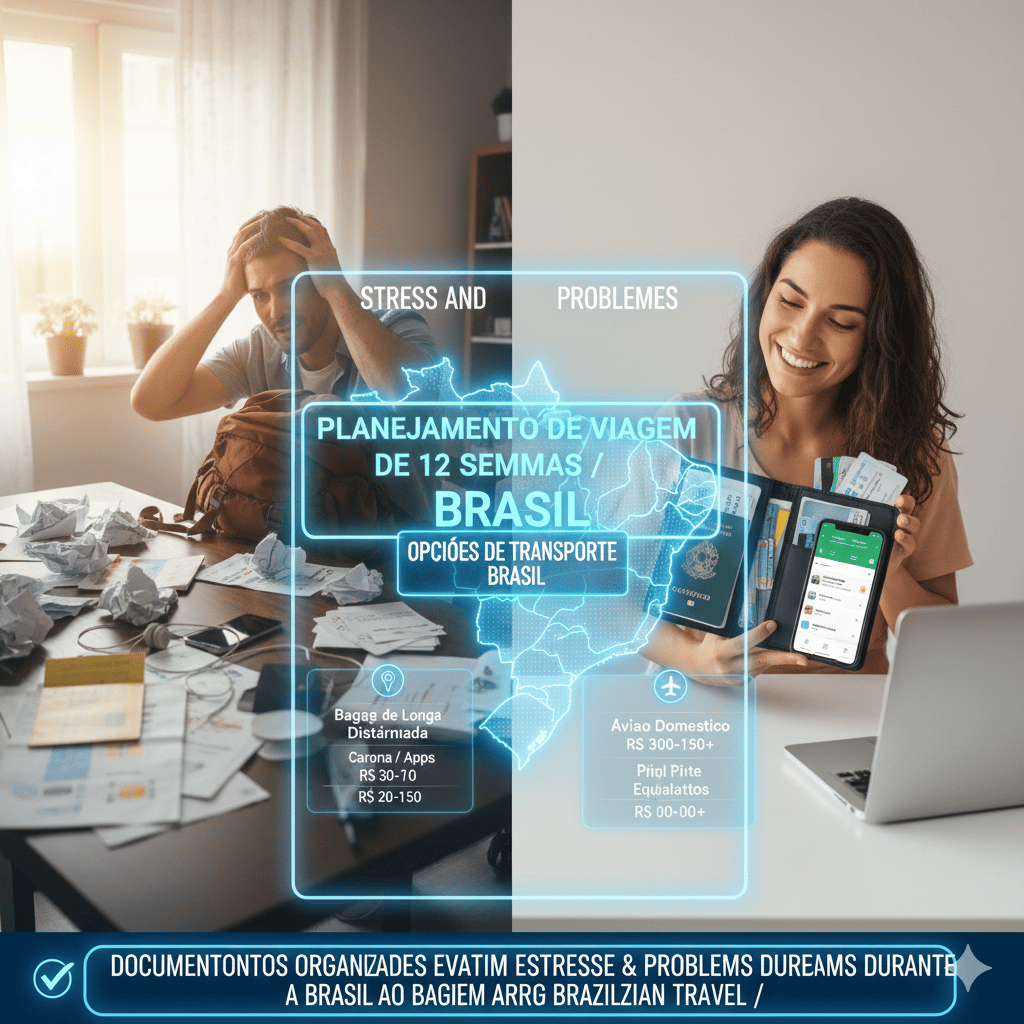 Sistema de organização de documentos para viagem brasileira